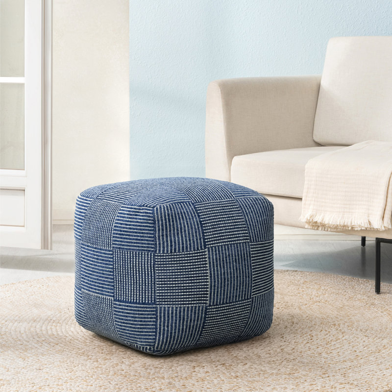 Repose-pieds rembourré 20 "bleu indigo Marta, Bleu