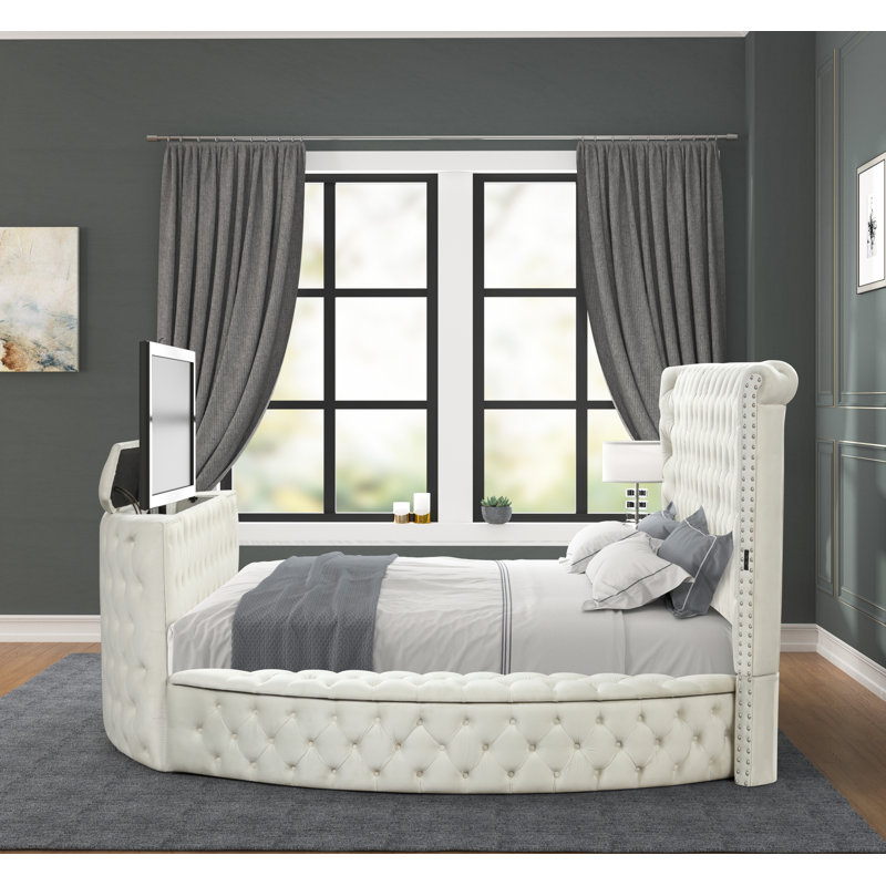 Ensemble de chambre à coucher 5 pièces Keldah, Très grand, Crème