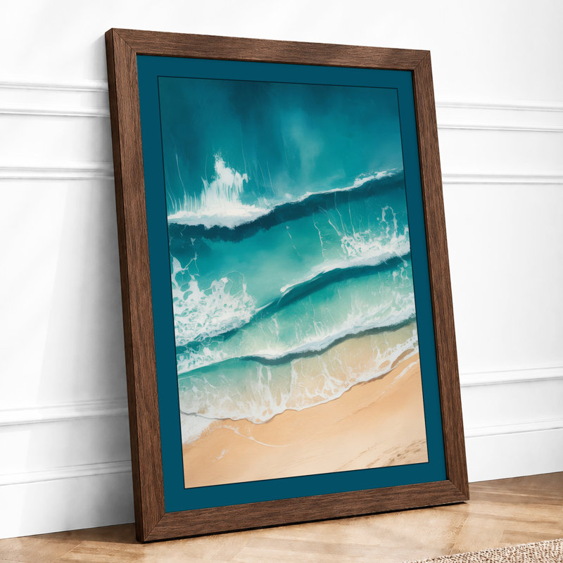Waves At Shore Coastal - Print, Walnut, A3 - 42.0 x 29.7 cm