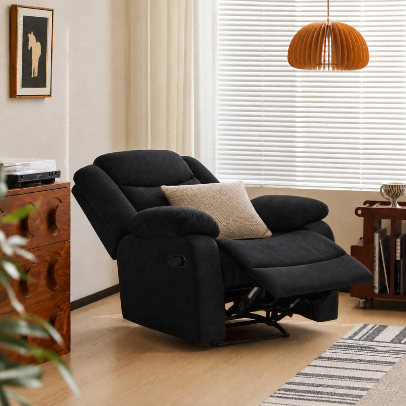 Frithiof Nyberg 35" Microfiber Manual Recliner, Black