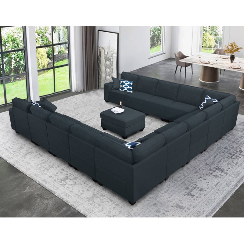 Flexible Combination Modular Large Sectional, Charcoal Polyester Blend