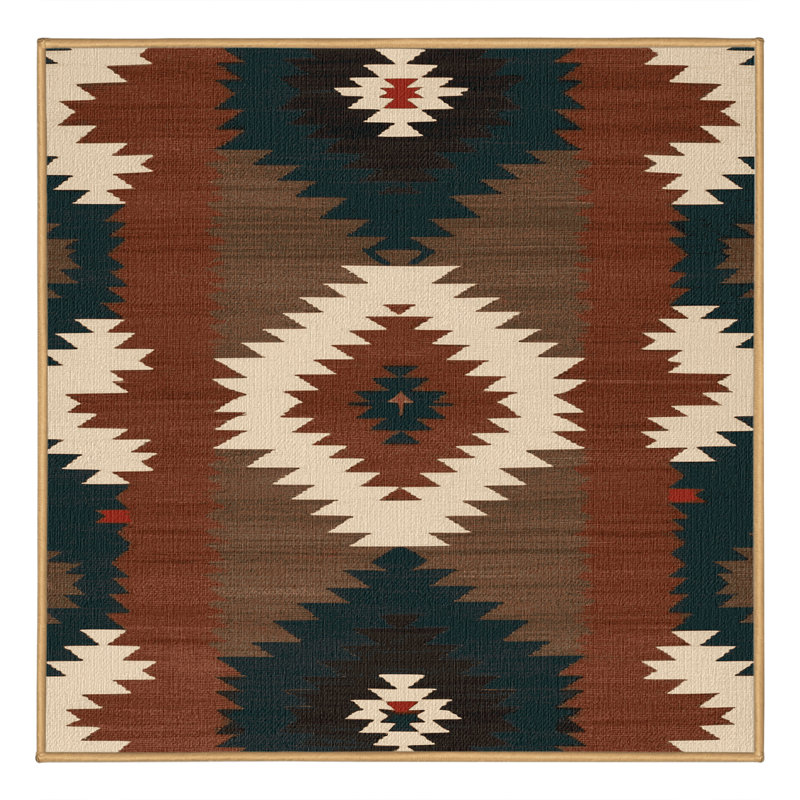 Washable Navajo Chevron Southwestern Area Rug, Square 5'