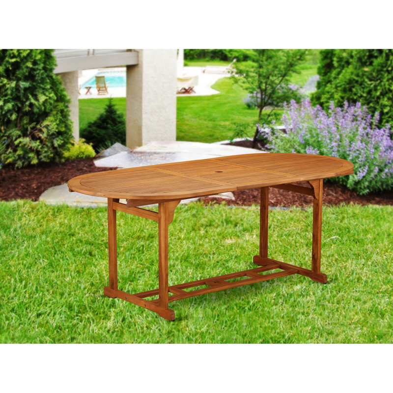 Patio Dining Table Outdoor Oval Acacia Wood Table, 36x78 Inch, Natural Oil
