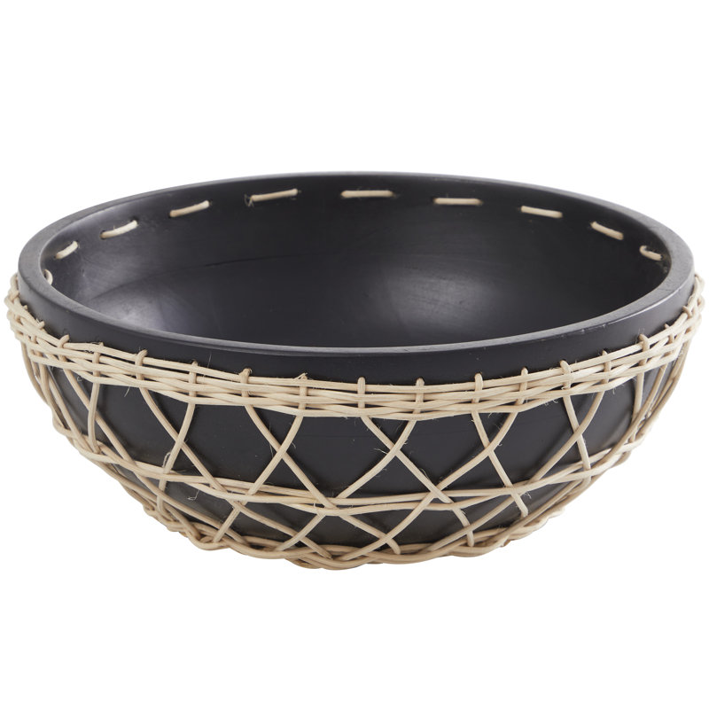Neyla Black and Natural Handmade Mango Wood Decorative Bowl