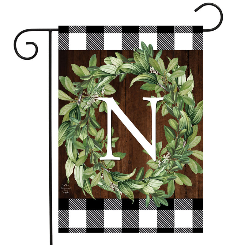 Wreath Monogram N Garden Flag