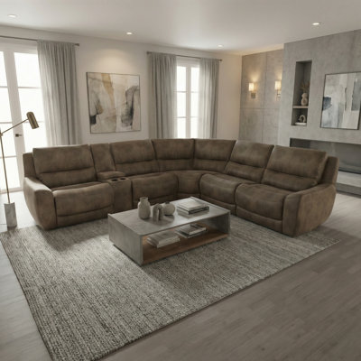 6Piece Performance Fabric Power Reclining Sectional