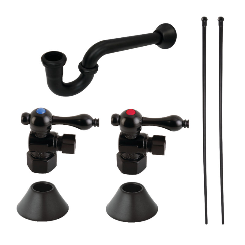 Kingston Brass Trimscape Traditional Plumbing Sink Trim Kit with P-Trap, Matte Black