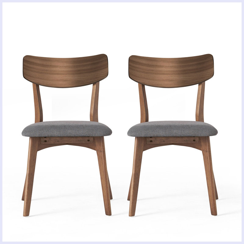 Chaises de salle à manger rembourrées Mid-Century, Gris foncé
