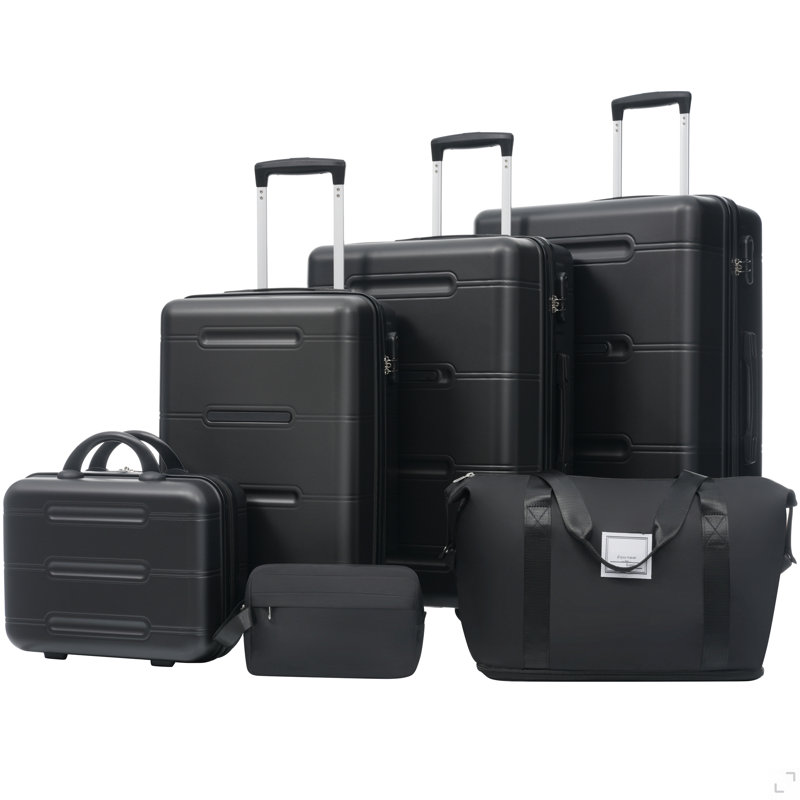 Ensemble de bagage 6 pièces, valise rigide avec roulettes doubles et verrou à mot de passe