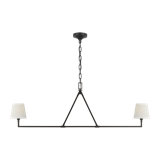 Lustre 2 lumières avec abat-jour en lin blanc Mattia