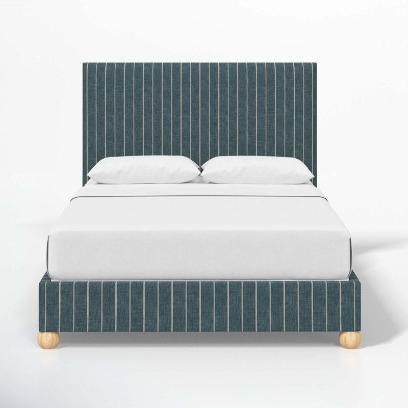 Azaryah Upholstered Standard Bed, Fritz Indigo Stripe, King