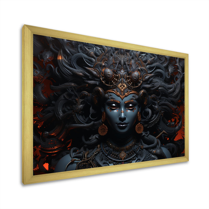 «Hinduism Indras God III», reproduction sur toile, Cadre doré simple, H 12 po x l 20 po x P 1 po