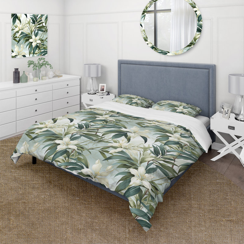 Literie à motif tropical Bamboo Whispers, Housse de couette pour très grand lit et 2 très