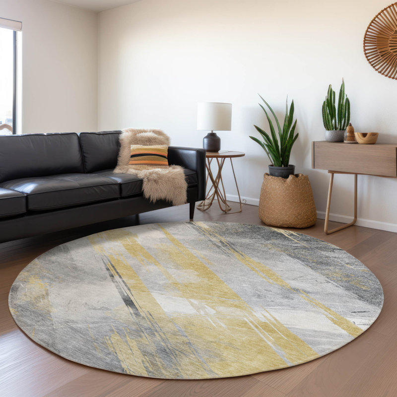 Tapis intérieur / extérieur doré Zarinae , 3 pi x 5 pi