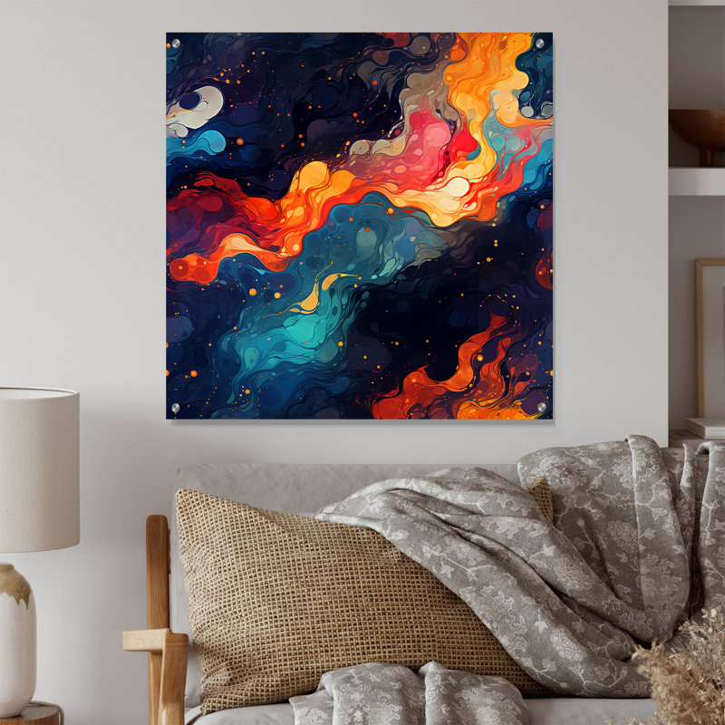 Kitt - Art mural abstrait en verre acrylique, H 36 po x l 36 po