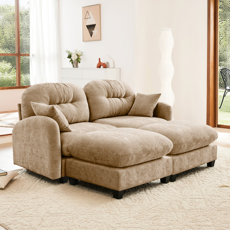 Coussins en chenille à 2 coussins modulaires Camel