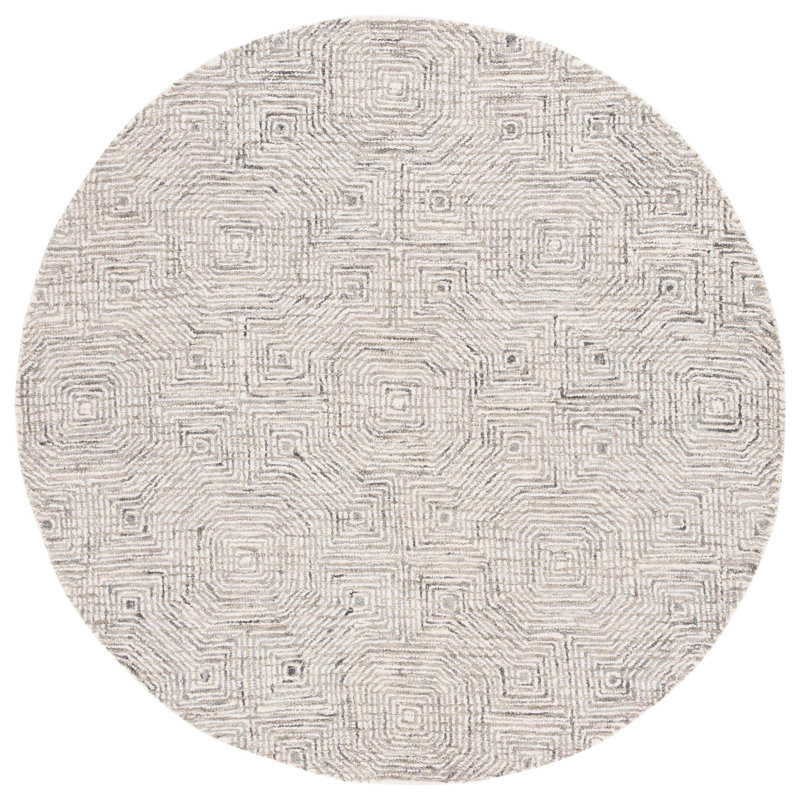 Deyoung Hand Tufted Wool Geometric Rug, Round 6'