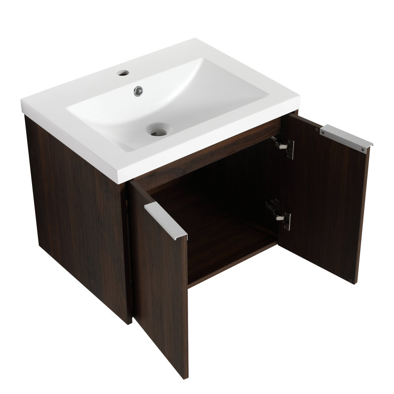 Armoire de salle de bain moderne 24 po avec lavabo - porte à fermeture douce, fixation flottante pour portes de salle de bain