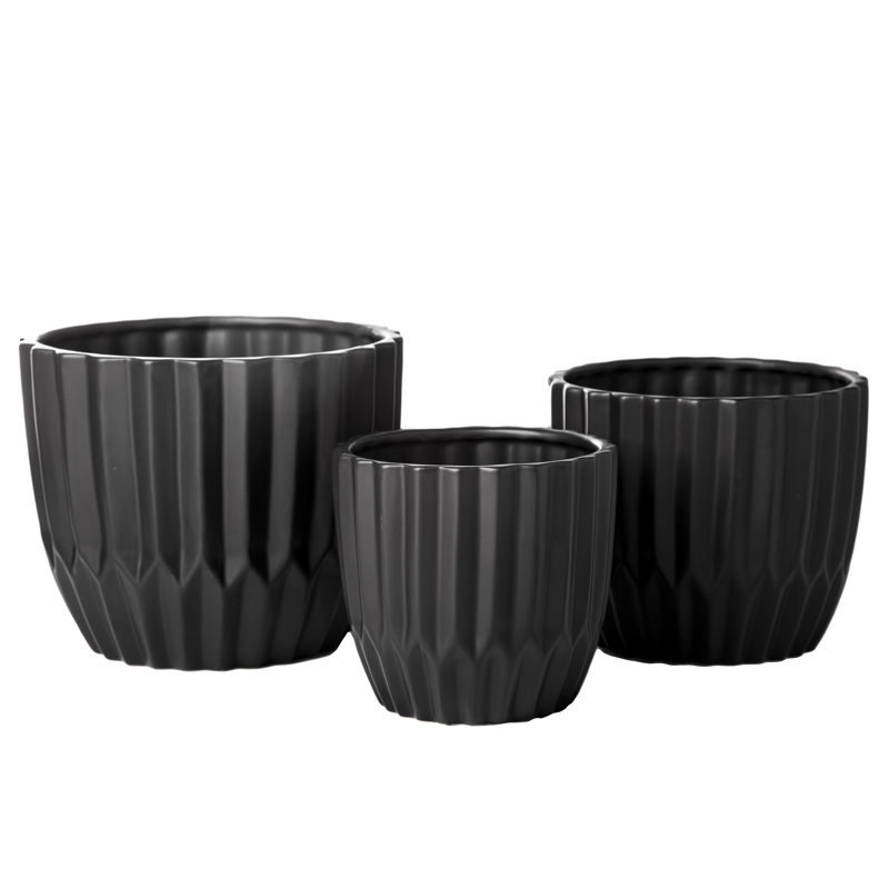 Ensemble de pots à fleurs en céramique 3 pièces, Noir