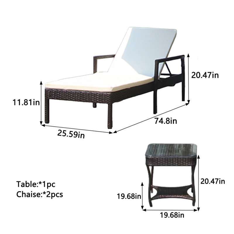 Ensemble de chaise longue d'extérieur avec table