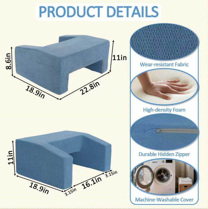 Bureau multifonctionnel non pliable avec coussins de recouvrement, coussin de lecture et de jeu pour la sieste, le travail et le canapé, housse lavable à la machine, bleu