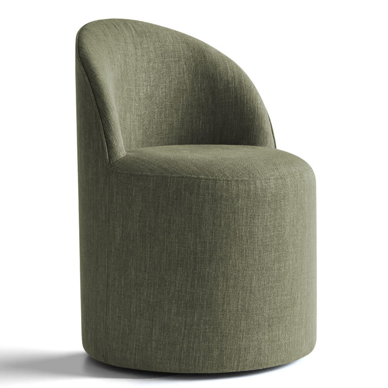 Chaise pivotante en lin avec roulettes cachées, Vert, 1