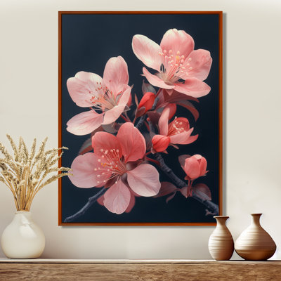 Pink Black Vibrant Bouquet Apple Blossom I - Apple Blossom Wall Art