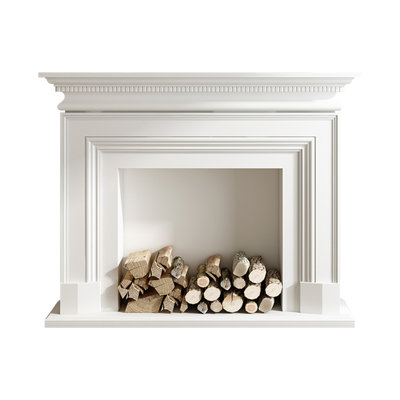 White Solid Wood Freestanding Fireplace