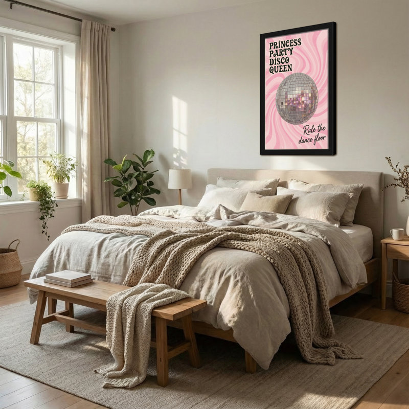 Motif de boule disco abstraite tourbillon rose, H 18 po x l 12 po