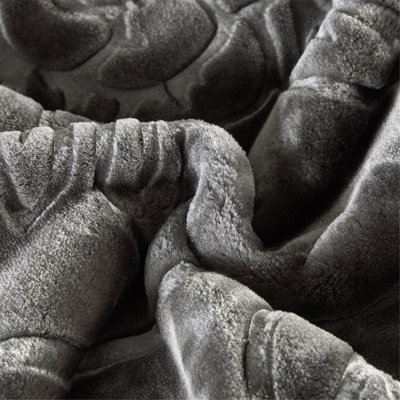 Heavy Thick Mink Blanket 9Lb for Winter,1 Ply Embossed Warm Bed Blanket King,85"x95",Grey
