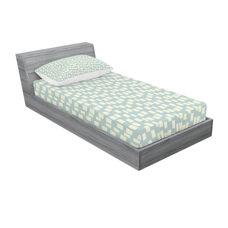 Twin XL White Geometric Print Microfiber Sheet Set