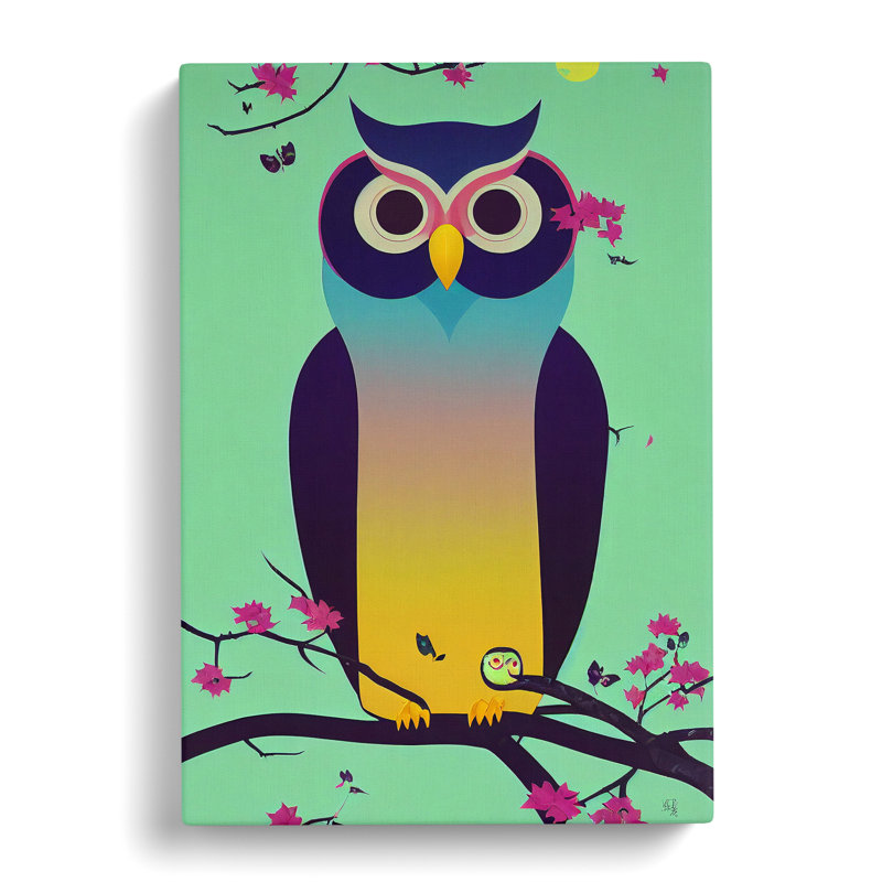 Owl In Technicolour No.1 Abstract - Wrapped Canvas Print, 50cm H x 35cm W x 3cm D