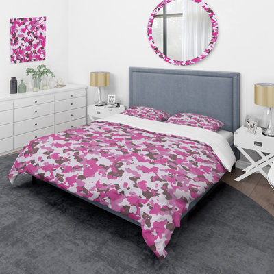 Trendy Pink Camouflage - Abstract Duvet Cover Set - Microfiber Polyester