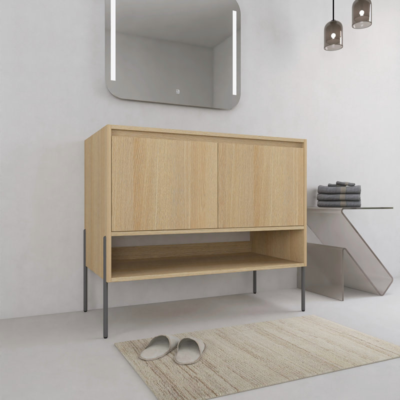 Base de meuble-lavabo autoportant 36 pouces avec portes à fermeture douce, chêne original, 36"