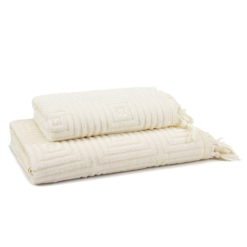 Troya Turkish 2 Piece Rayon from Bamboo Towel Set, Butter Cream