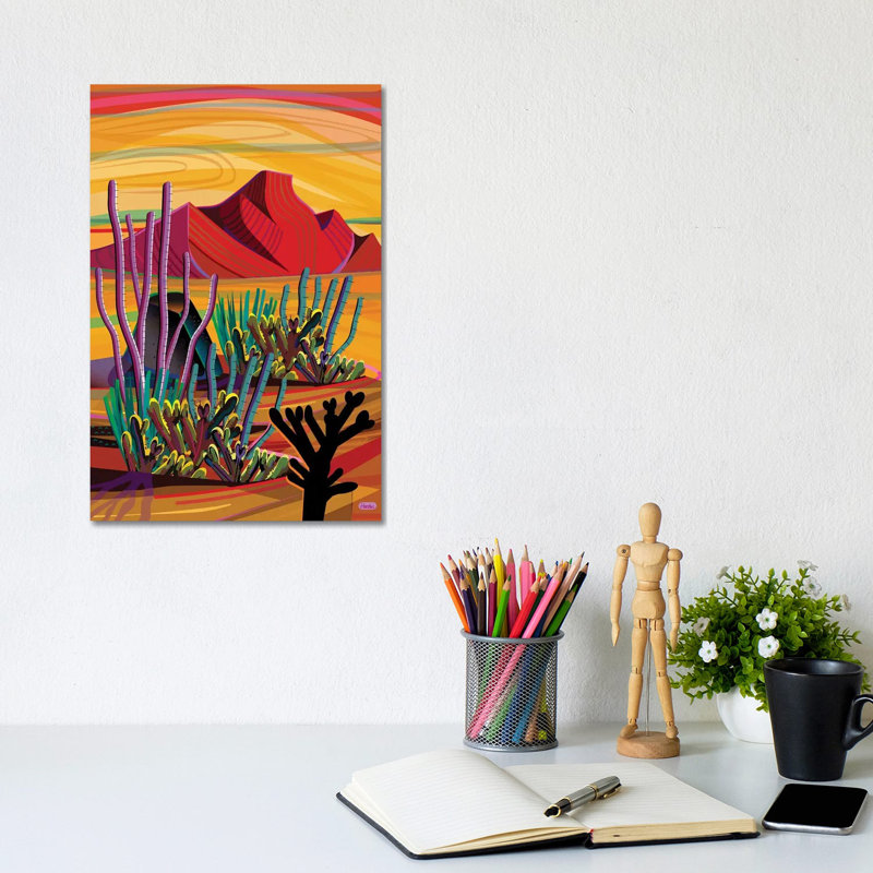 «Cactus Oasis» par Charles Harker, impression sur toile tendue, H 12 po x l 8 po x P 0,75 po