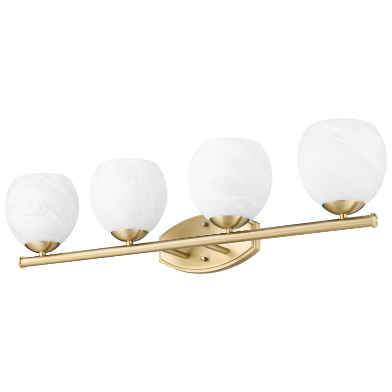 Meuble-lavabo moderne 4 lumières Colette, Doré