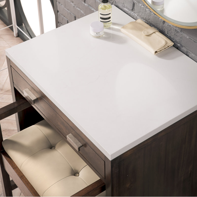Addison Vanity, Eternal Marfil, Mid-Century Acacia