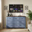 Commode de rangement bleue à 7 tiroirs 47,24 "avec poignées en métal