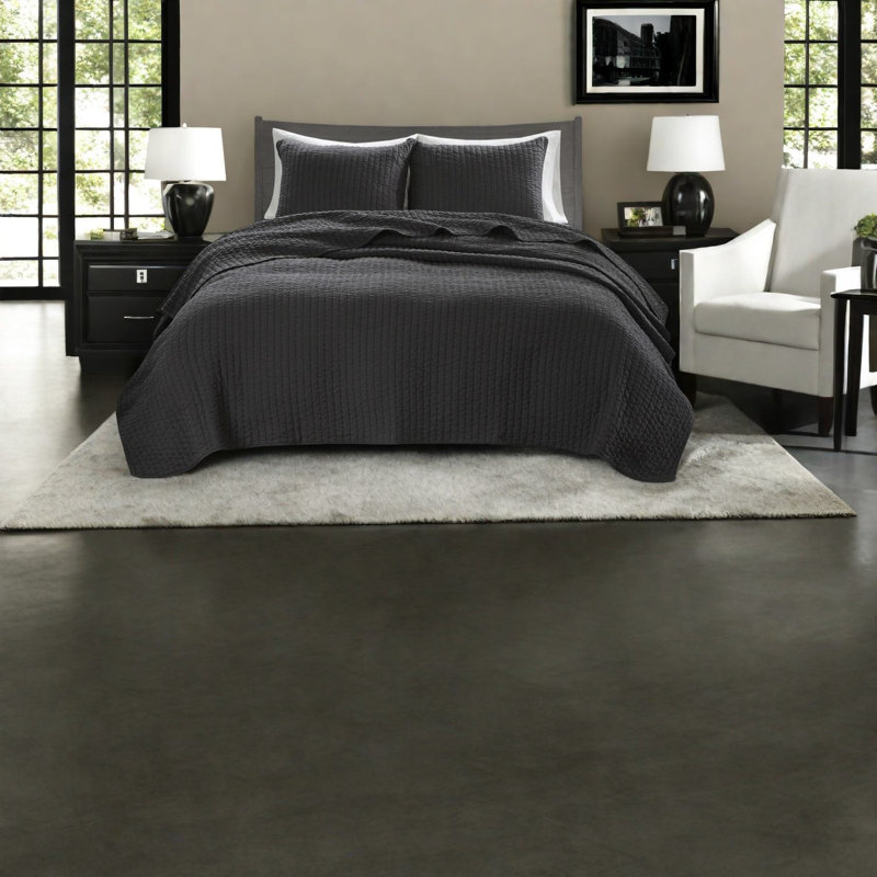 Ensembles de literie noir Farmhouse, courtepointe en microfibre, lit simple TG