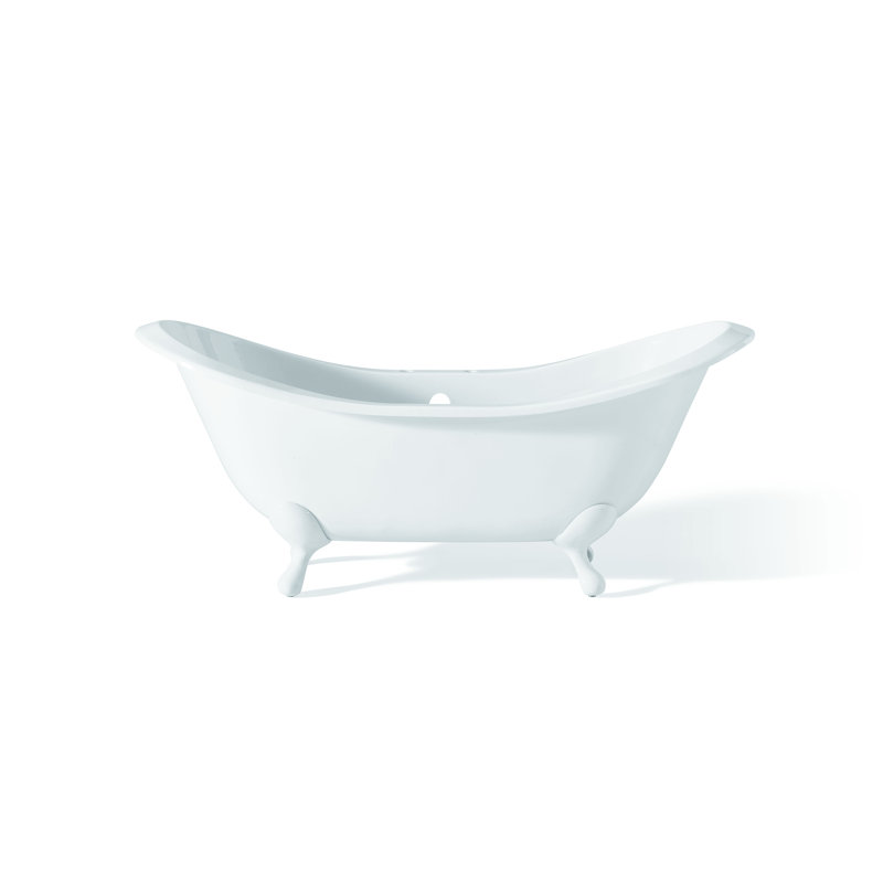 Regency 68'' L Soaking Bathtub, White Interior with White Exterior, Brushed Nickel