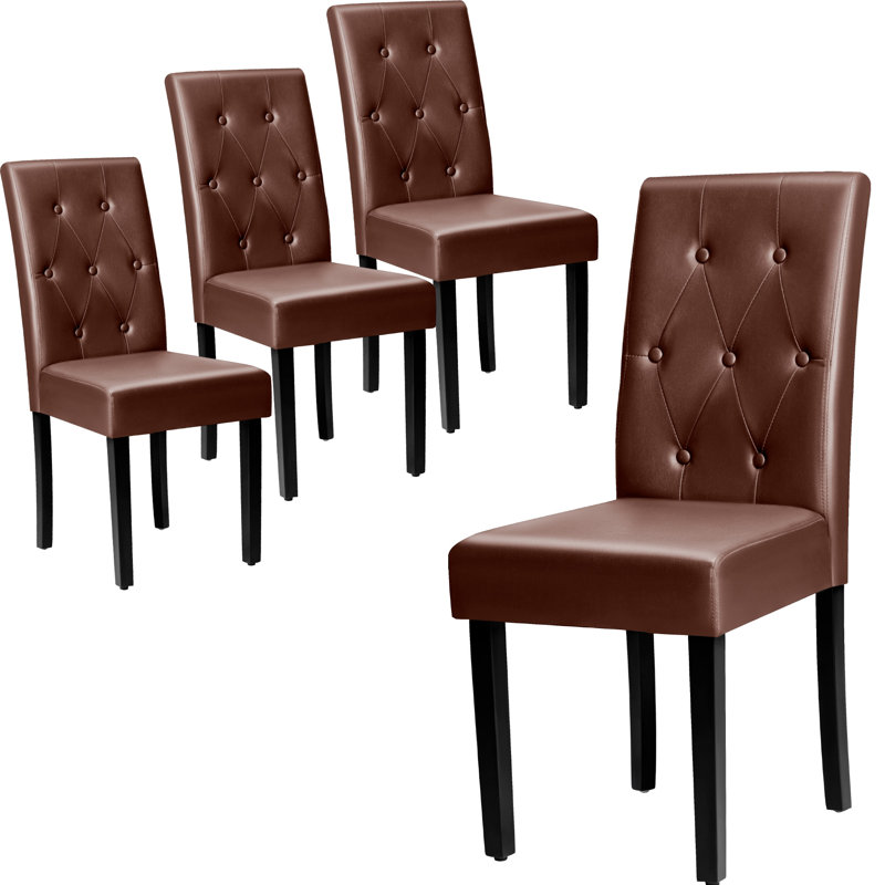 Modern PU Leather Dining Chair Upholstered Side Chair (Set of 4), Black, 4