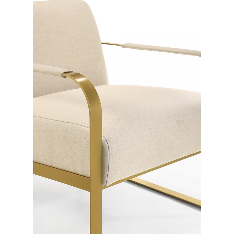 Centerton Upholstered Armchair, Gold, Beige Polyester