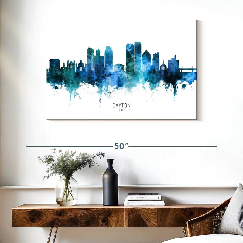 Dayton Ohio Skyline III, H 26 po x l 39 po