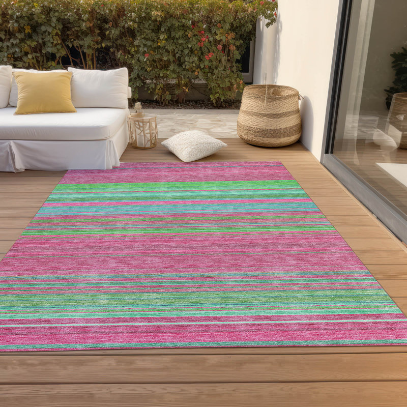 Chayden Washable Striped Indoor / Outdoor Rug, Rectangle 9' x 12'