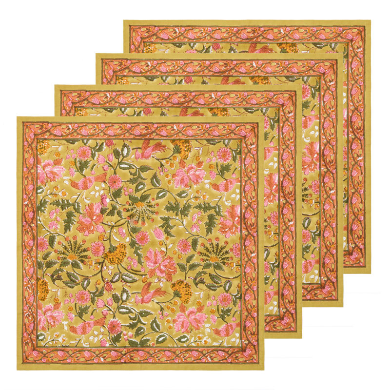 Damaris Napkins - Pink/Mustard - 20" x 20" - Set of 4