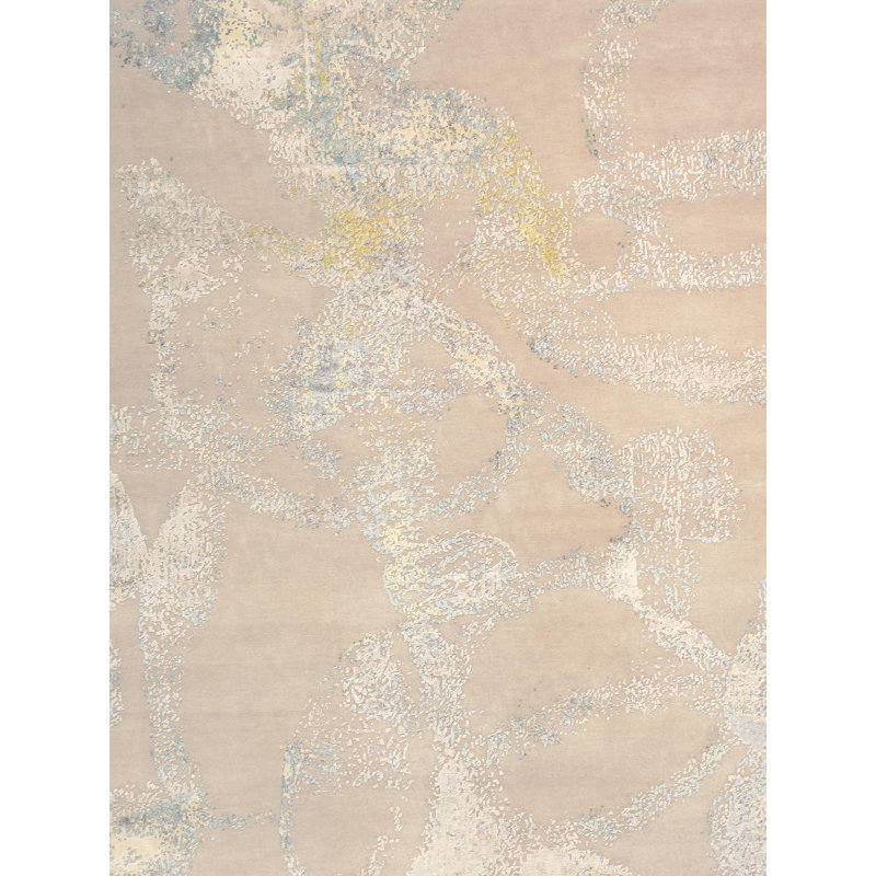 Hand Knotted Abstract Area Rug in Gray/Beige/Ivory, Rectangle 8'2" x 10'