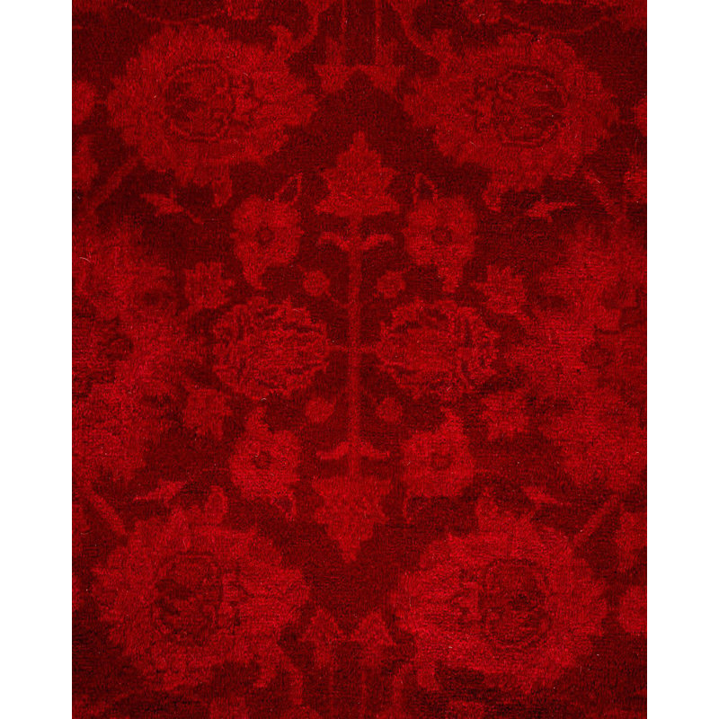 Tapis rouge noué à la main Mazzi, unique en son genre