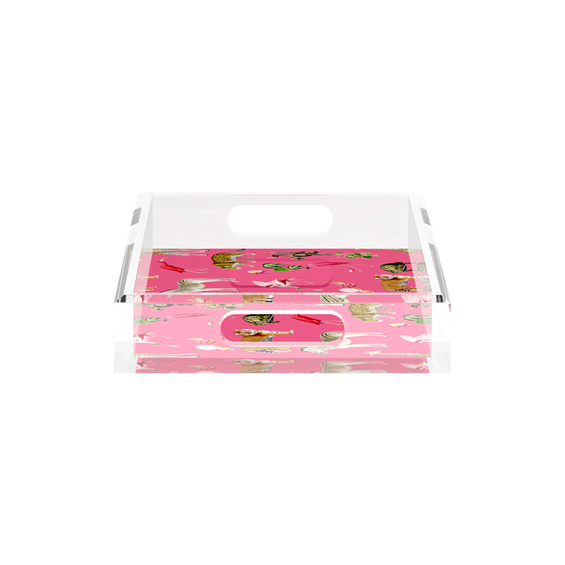 Exotix Acrylic Rectangle Decorative Tray, Cherry, 2" H x 12.5" W x 7.75" D