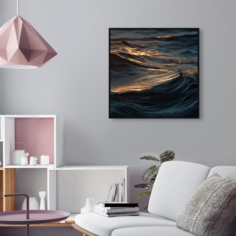 Sunset Sea I Print by Oliver Gal, 25" H x 25" W, Black Floater Frame